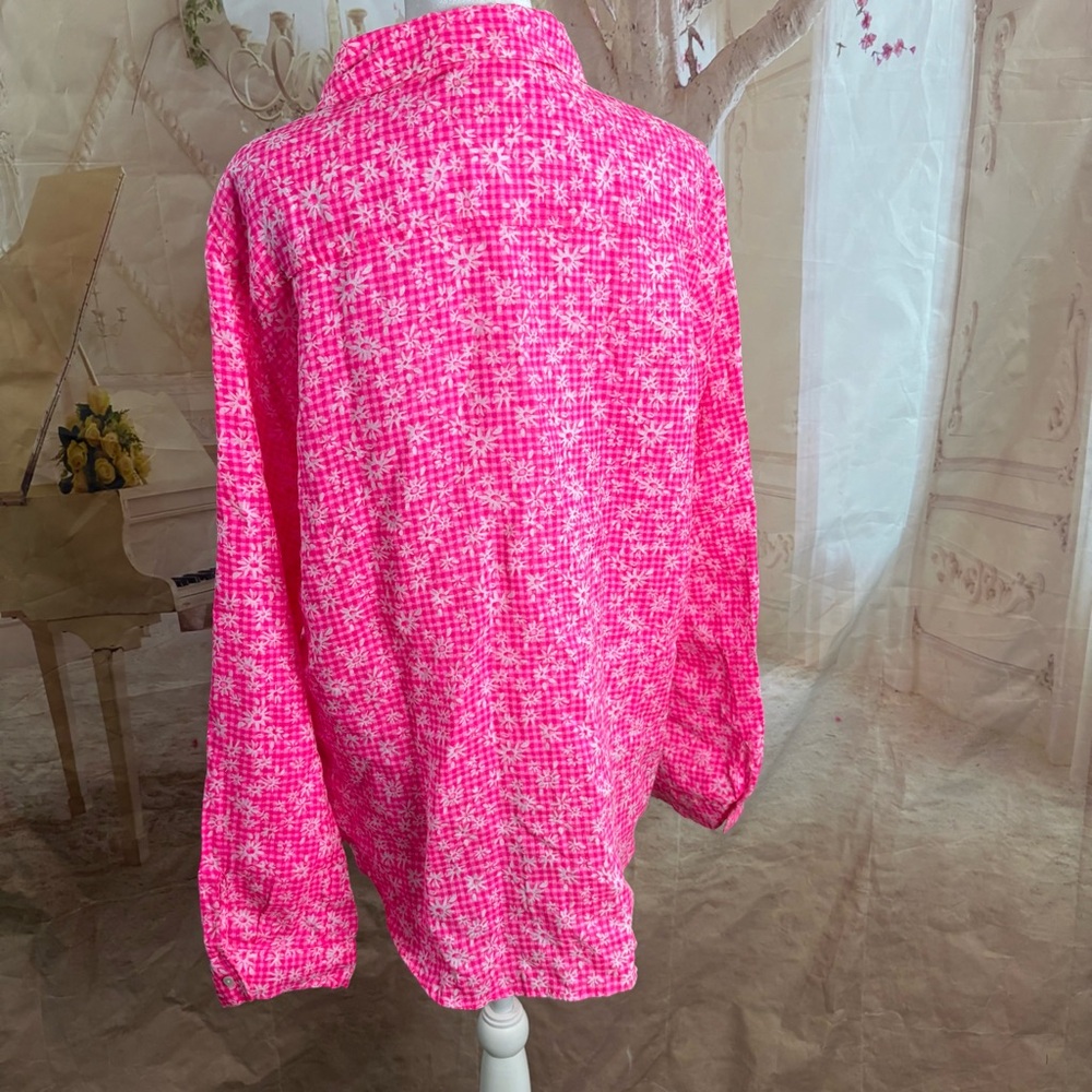 NEW Lilly Pulitzer Sea View Pink Aura linen Button Down - Picture 9 of 12